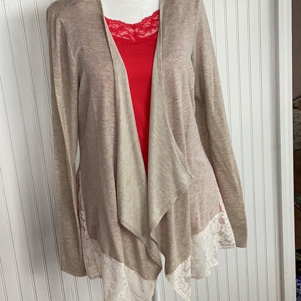 Cream Draped Open-Front Cardigan